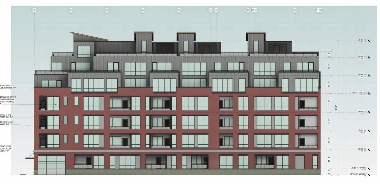 Building elevation drawing of W Lofts