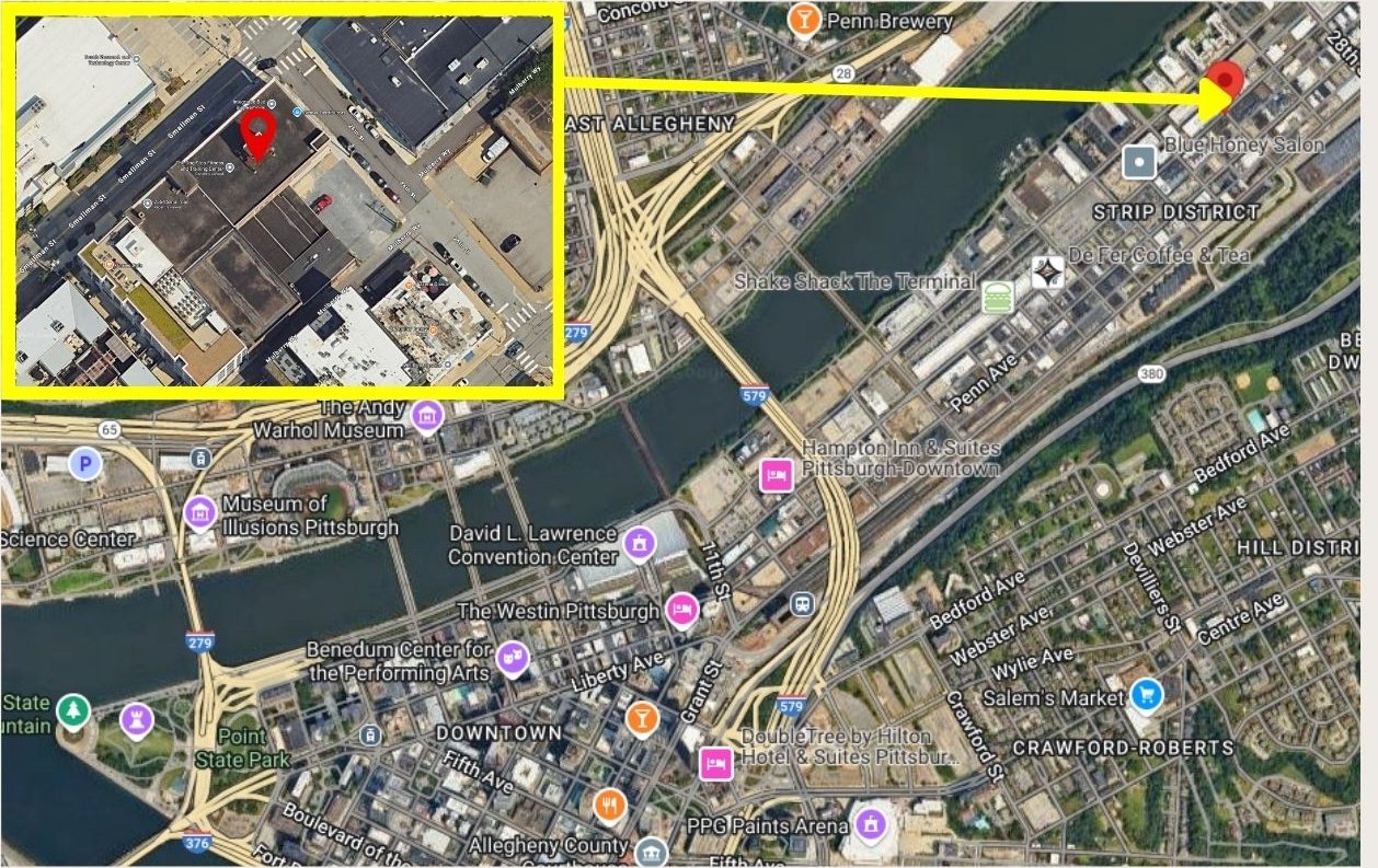Location map of W Lofts in Pittsburgh's Strip District